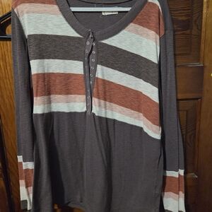 Maurices Multicolor Striped Long Sleeve Top